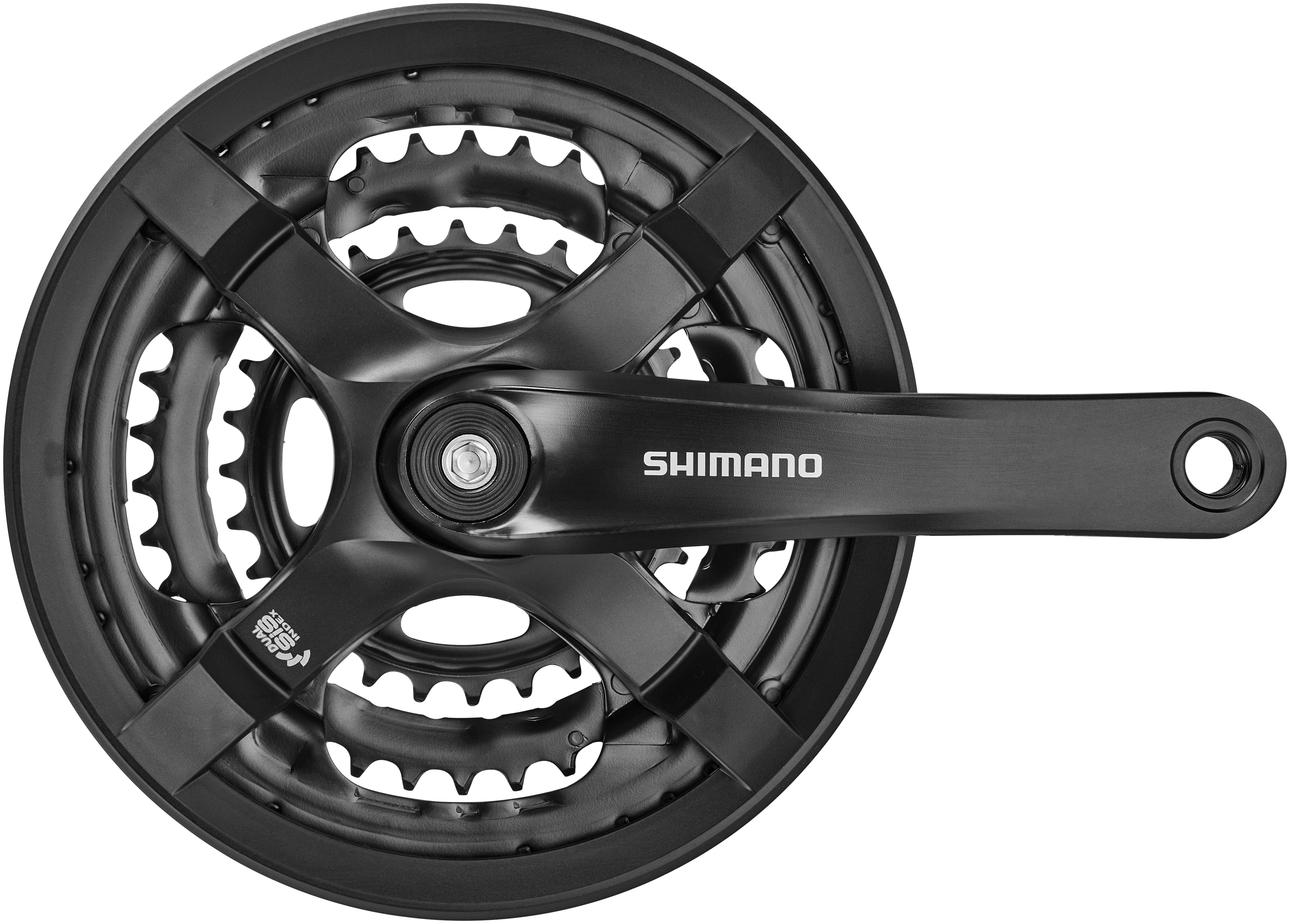 Shimano FC-TY501 crankstel 6/7/8-speed 48-38-28 tanden met kettingbeschermer zwart