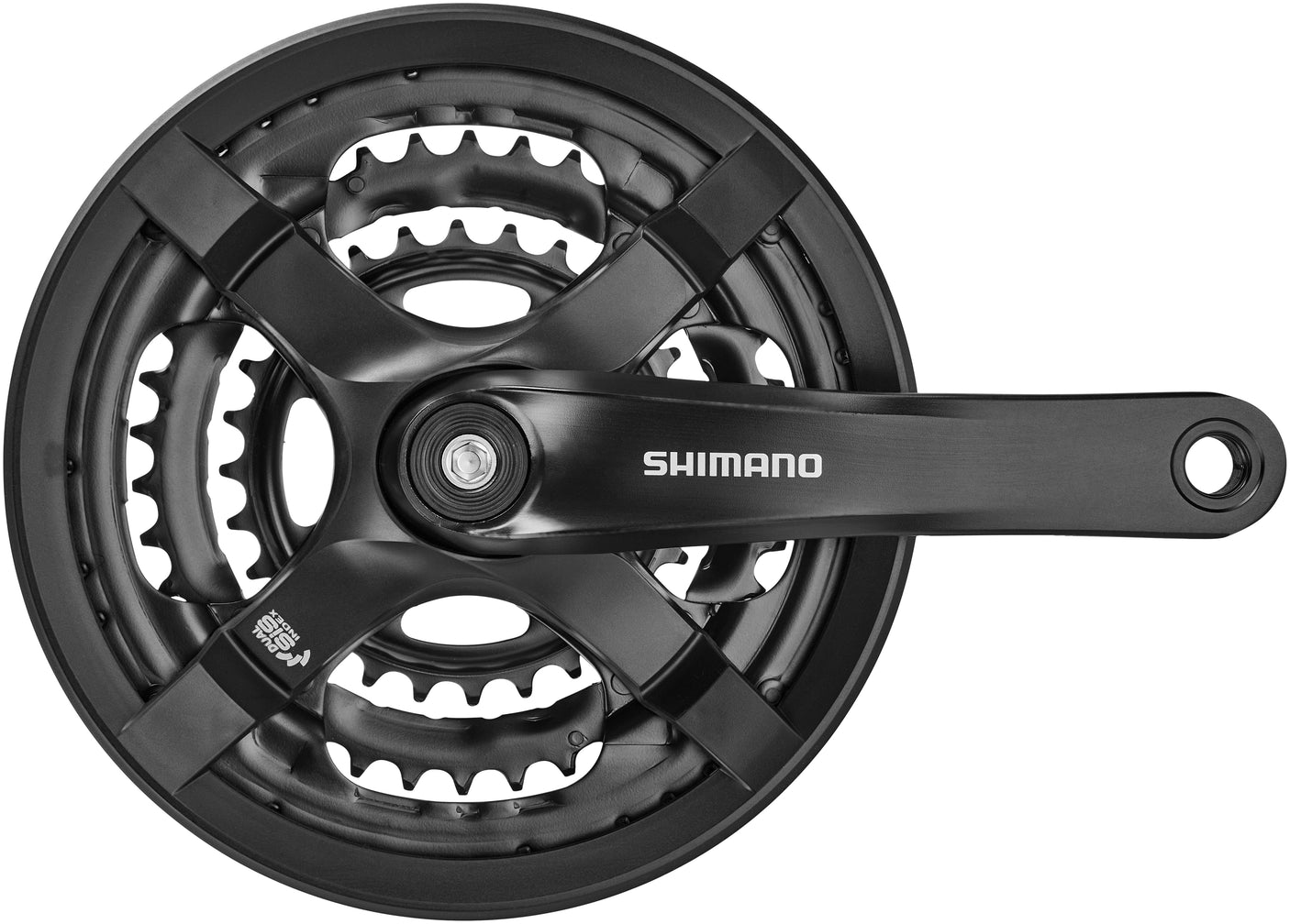 Shimano FC-TY501 crankstel 6/7/8-speed 48-38-28 tanden met kettingbeschermer zwart