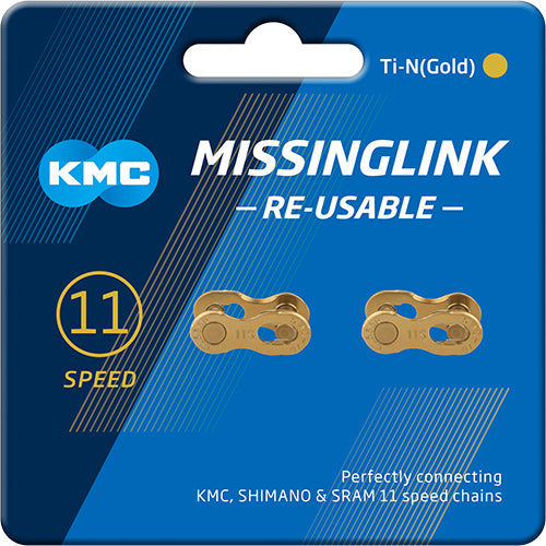KMC 11R Ti-N Missing Link kettingschakel sluiting 2-set Shimano/SRAM/KMC 11-speed goud