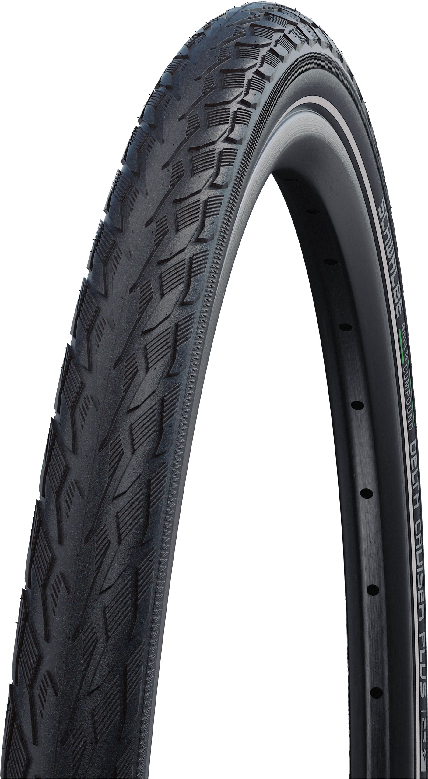 Schwalbe Delta Cruiser Plus Active Draadband 28x1.25" PunctureG E-25 Green Compound Reflex zwart
