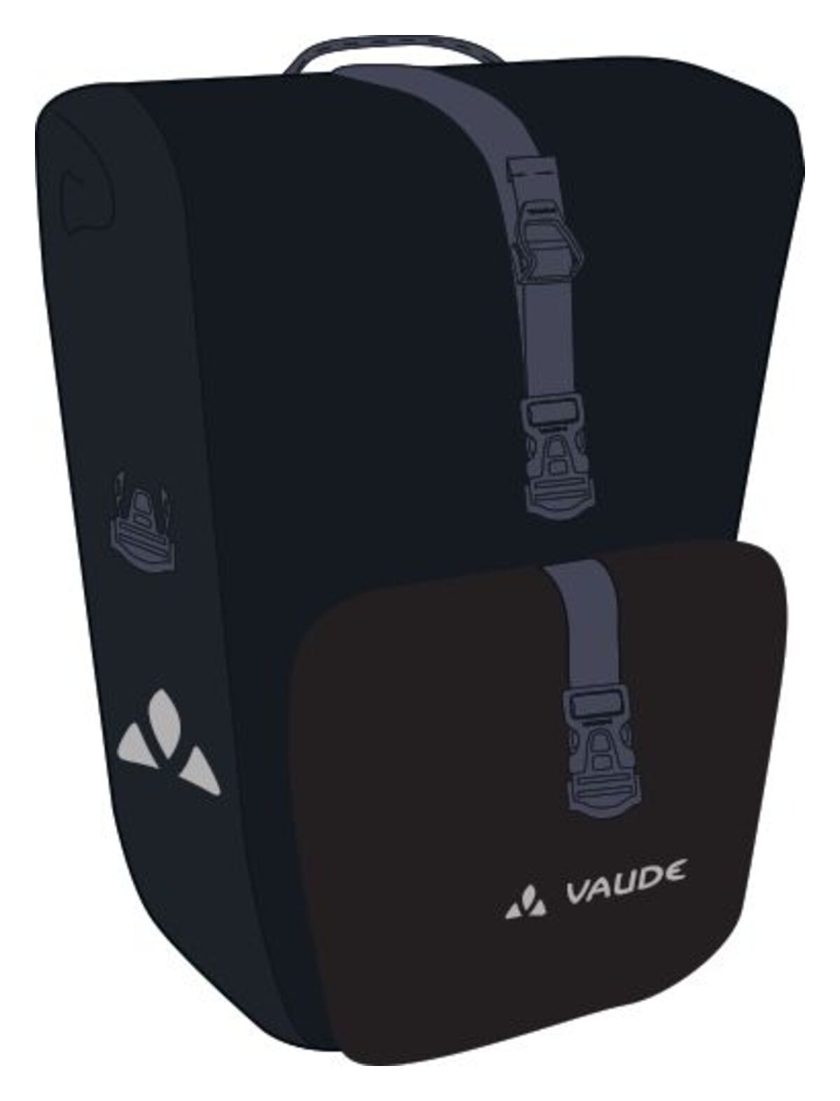 VAUDE Aqua Back Plus dubbele zadeltas zwart