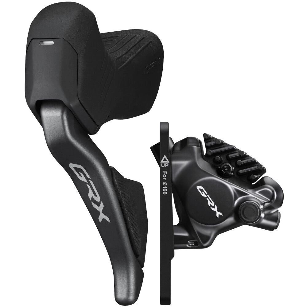 Shimano schijfrem GRX DI2 ST-RX825+BR-RX820,L,2v,Jkit D,SMMAF140/160DD 160,vlak,RESIN Ice-T,1000mm BH90-JK-SSR zwart,extra pin,1.landsgrootte