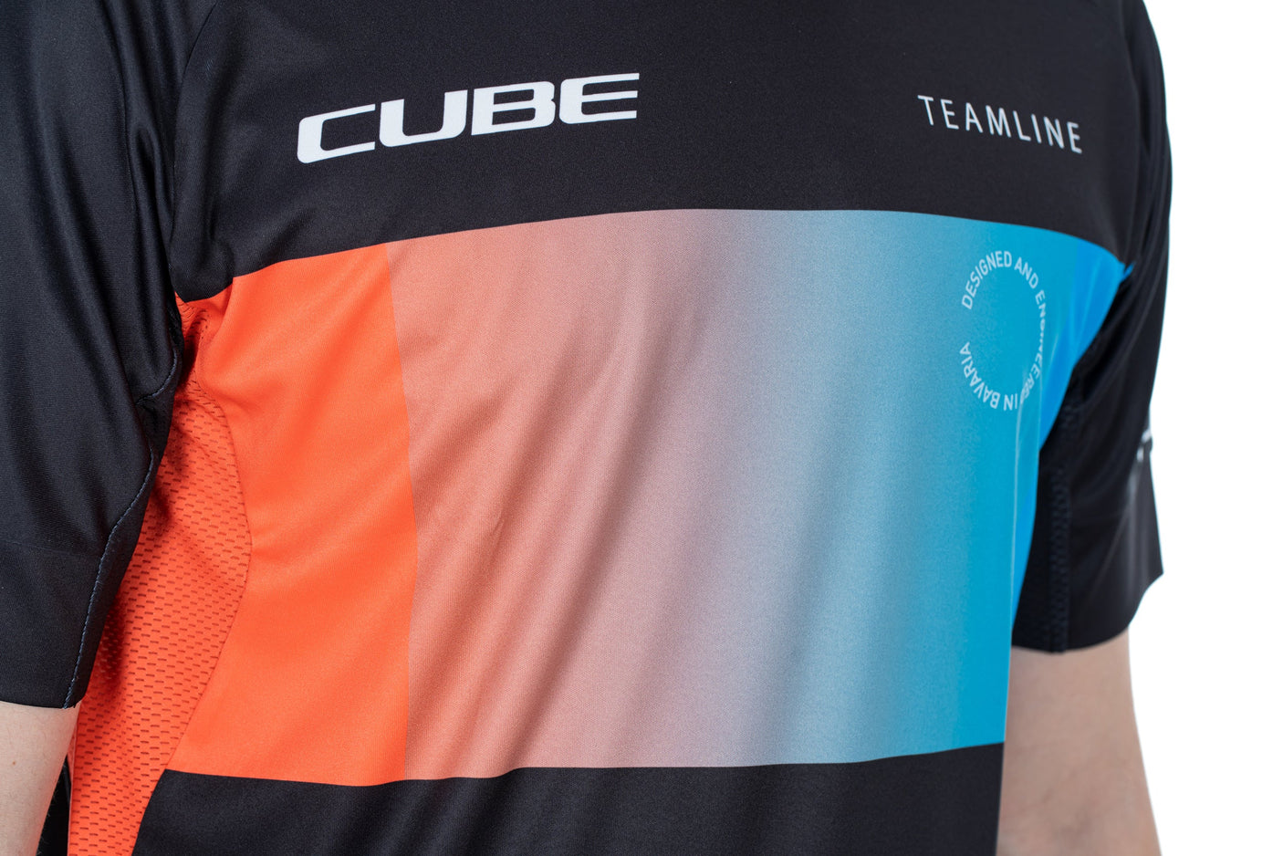 CUBE TEAMLINE Korte mouw ronde hals jersey black´n´blue´n´red