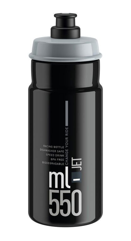 Elite Jet Drinkfles 550ml zwart/grijs logo