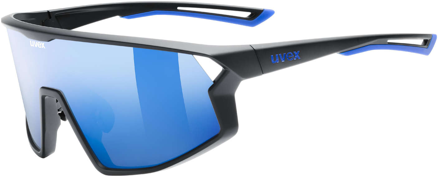 uvex Skyryse fietsbril Zwart Mat / Spiegel Blauw