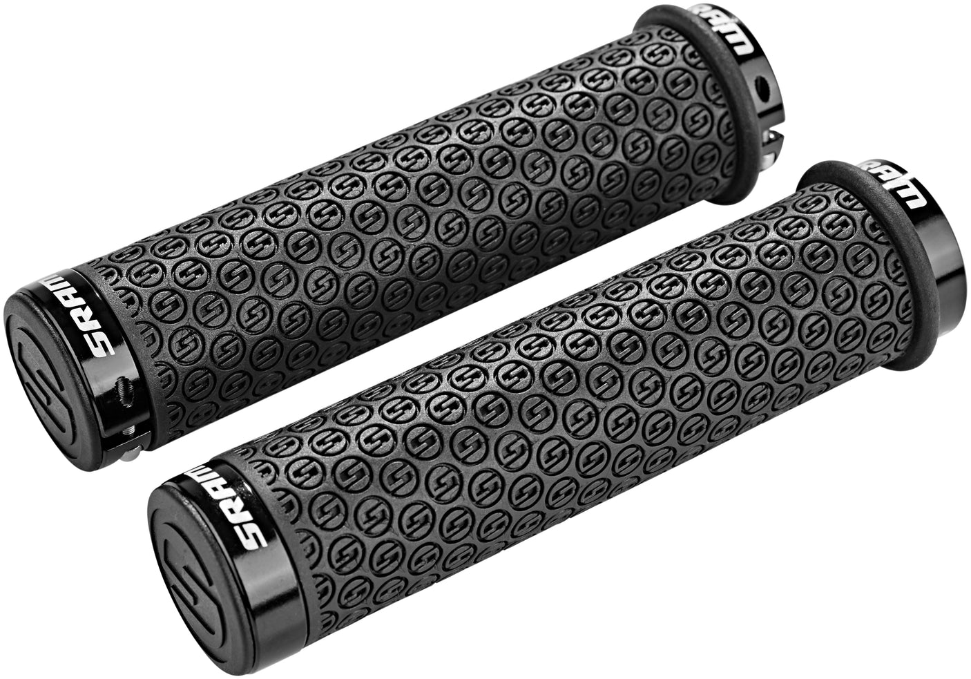 SRAM DH siliconen handvatten met schroefvergrendeling zwart