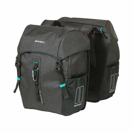 Basil Discovery 365D Dubbele bagagedragerstas M 18l zwart/turquoise