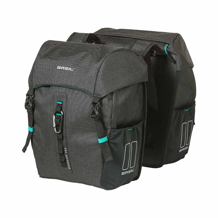 Basil Discovery 365D Dubbele bagagedragerstas M 18l zwart/turquoise