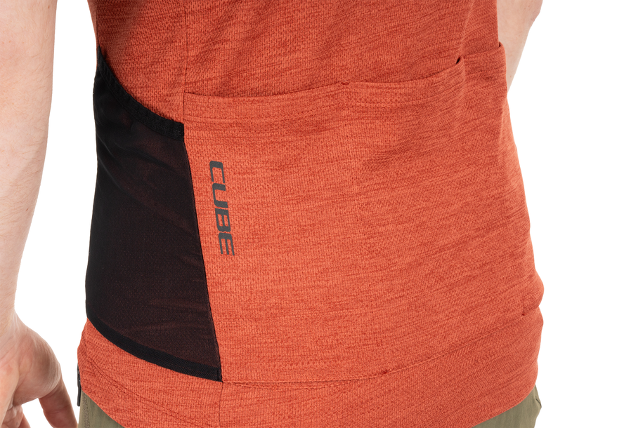 Cube GRAVEL Shirt Full Zip CARGO korte mouw rood