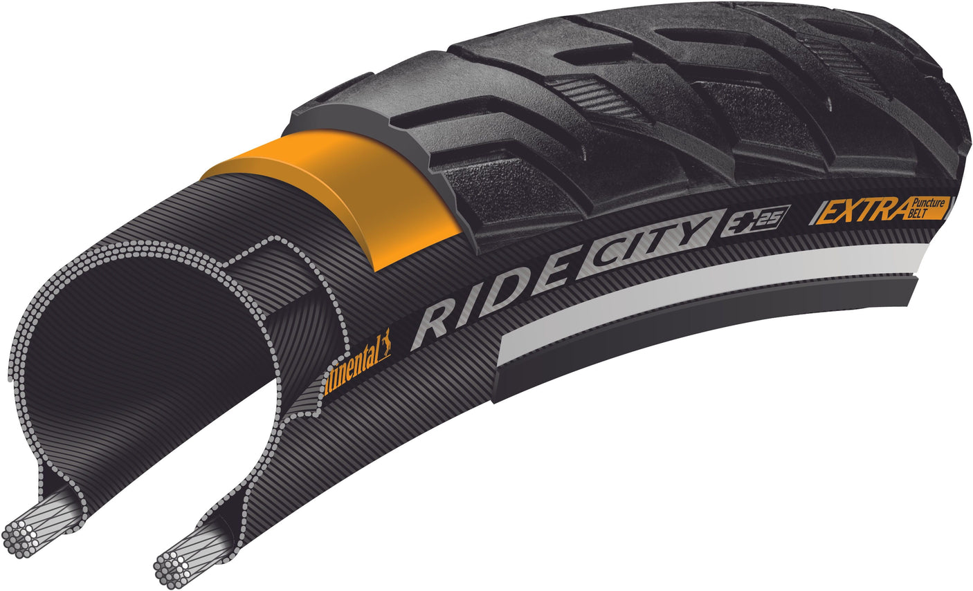 Continental RIDE City Draadband 26x1.75" E-25 Reflex zwart