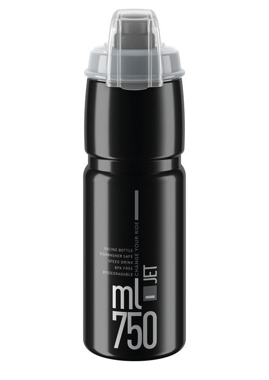 Elite Jet Plus Drinkfles 750ml zwart/grijs logo