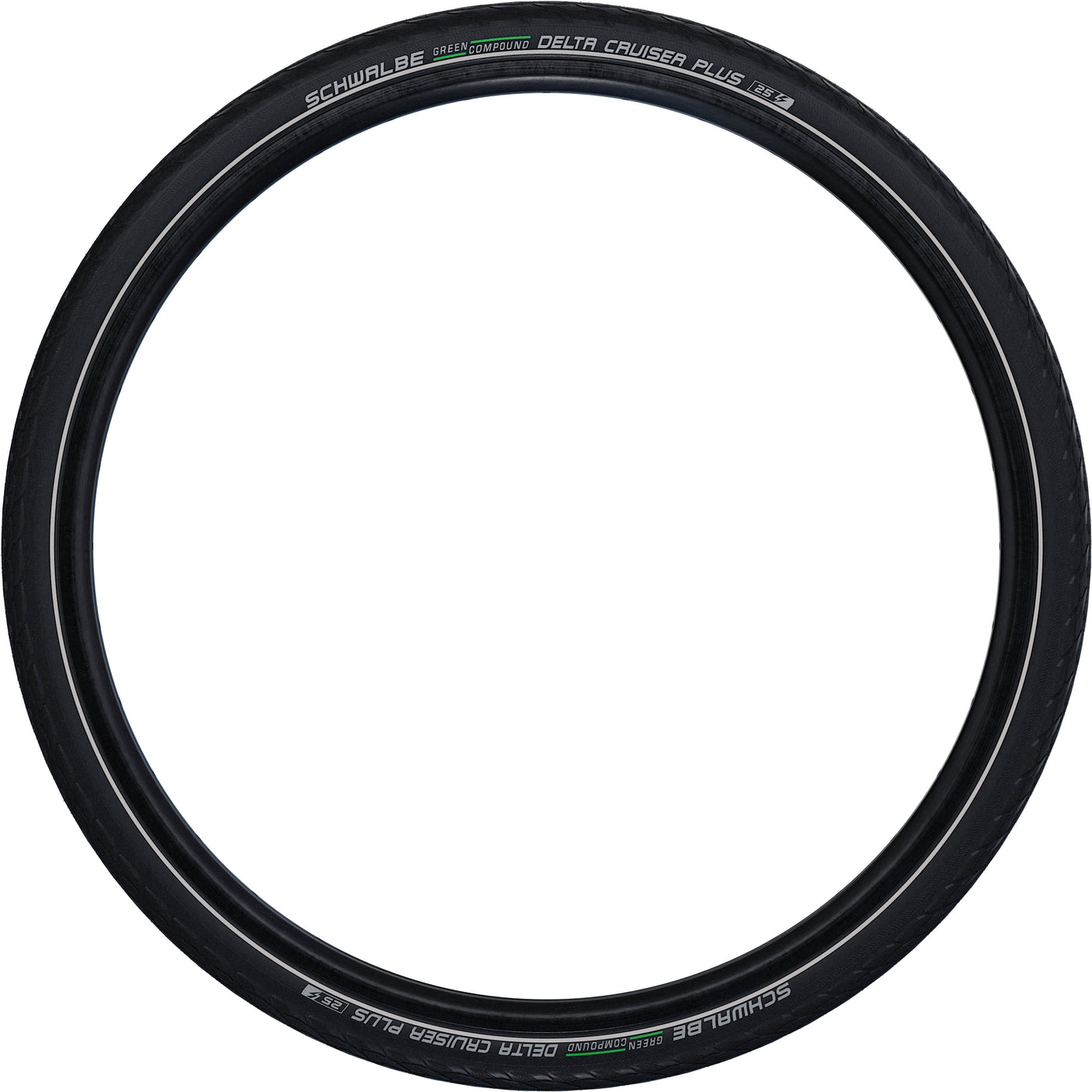 Schwalbe Delta Cruiser Plus Active Draadband 20x1.75" PunctureG E-25 Green Compound Reflex zwart