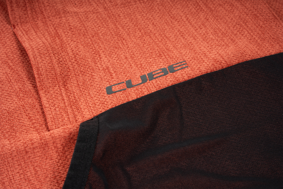 Cube GRAVEL Shirt Full Zip CARGO korte mouw rood