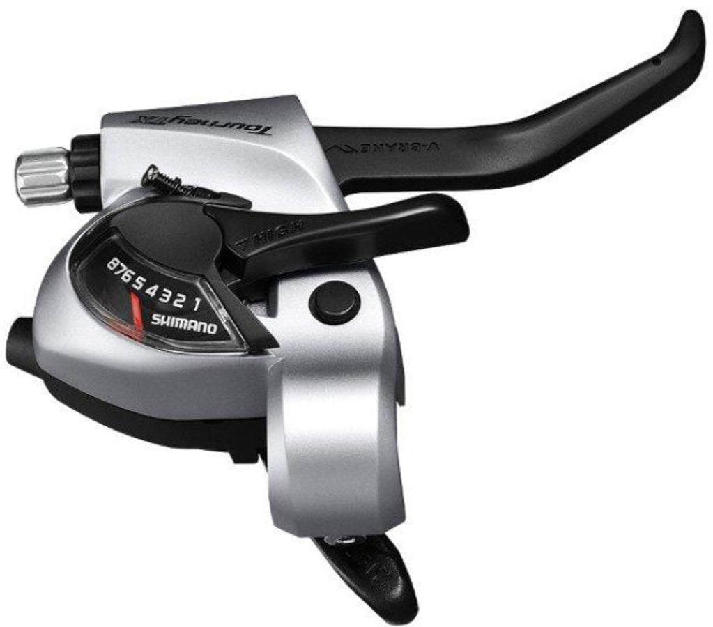Shimano Tourney TX ST-TX800 schakelpook/remhendel voor V-brake rechts 8-speed zilver/zwart