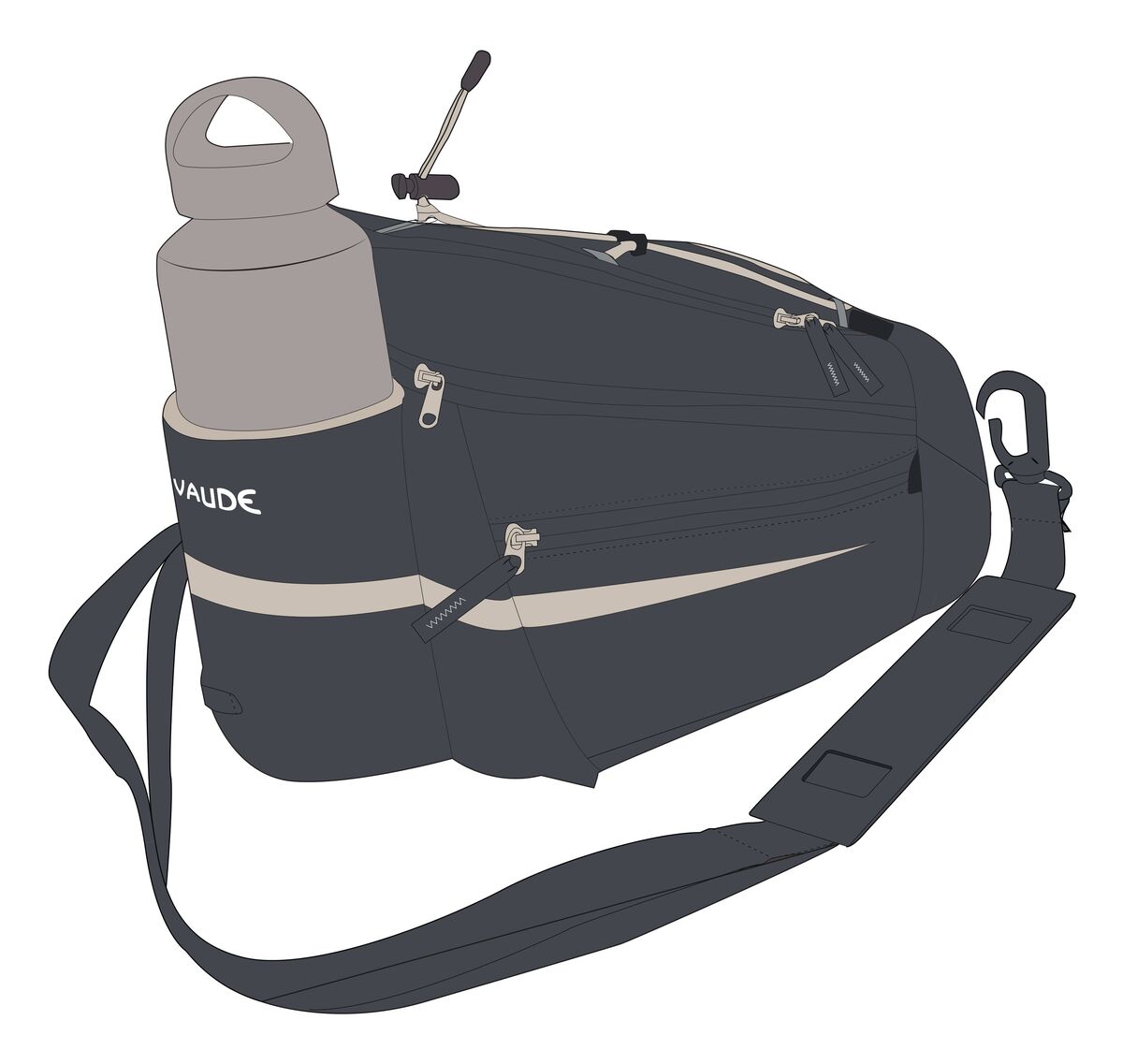 VAUDE Silkroad Bagagedrager Tas L Snap-It zwart