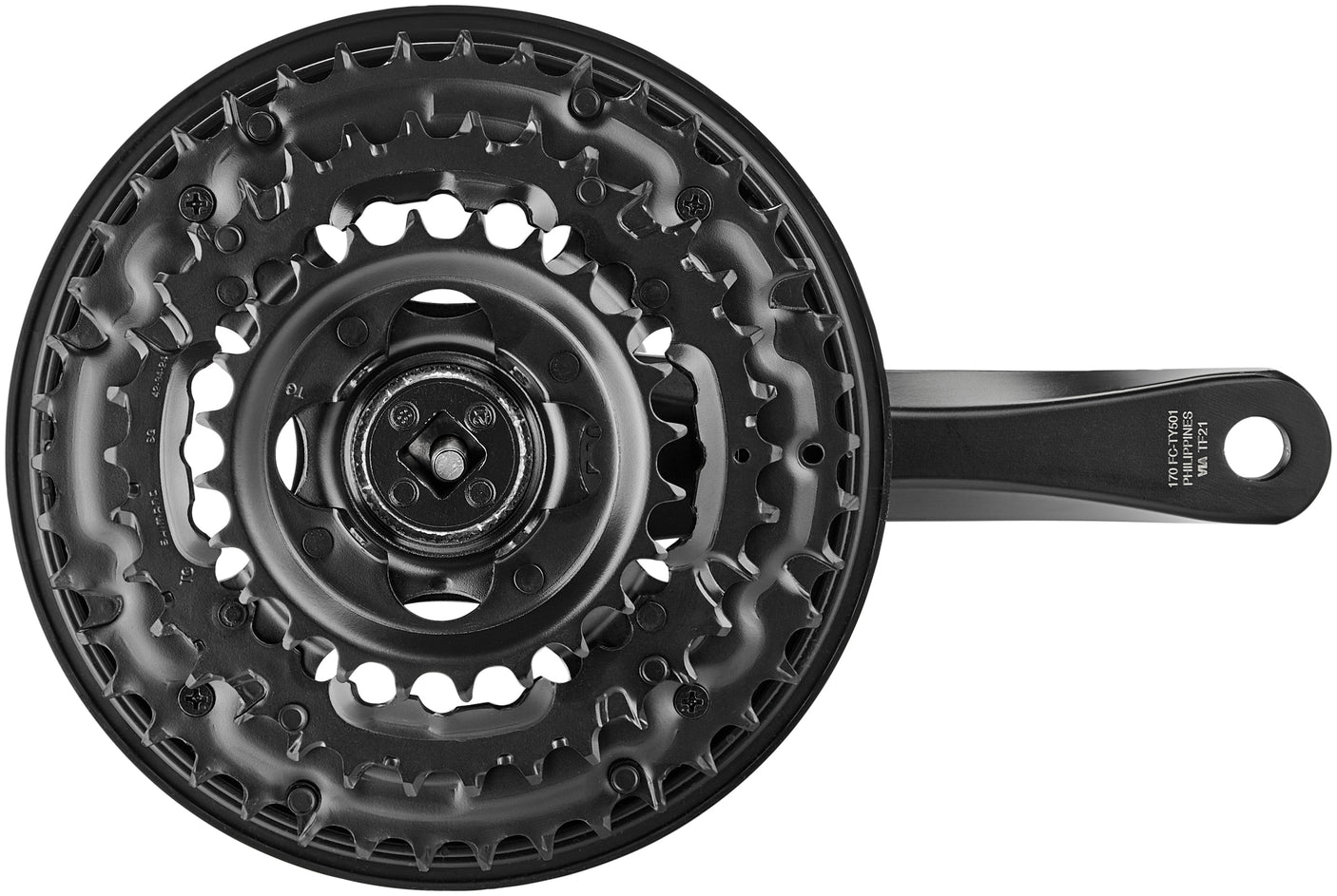 Shimano FC-TY501 crankstel 6/7/8-speed 42-34-24 tanden met kettingbeschermer zwart