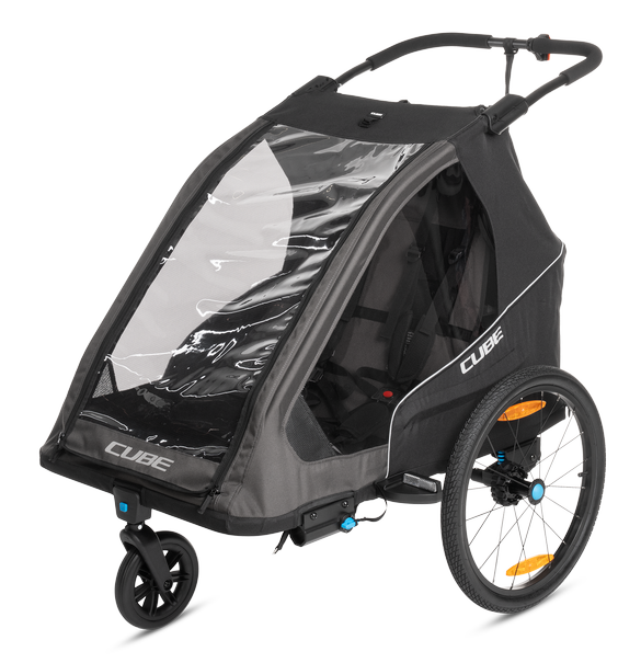 Cube Kinderfietsaanhanger Double PURE zwart, grijs
