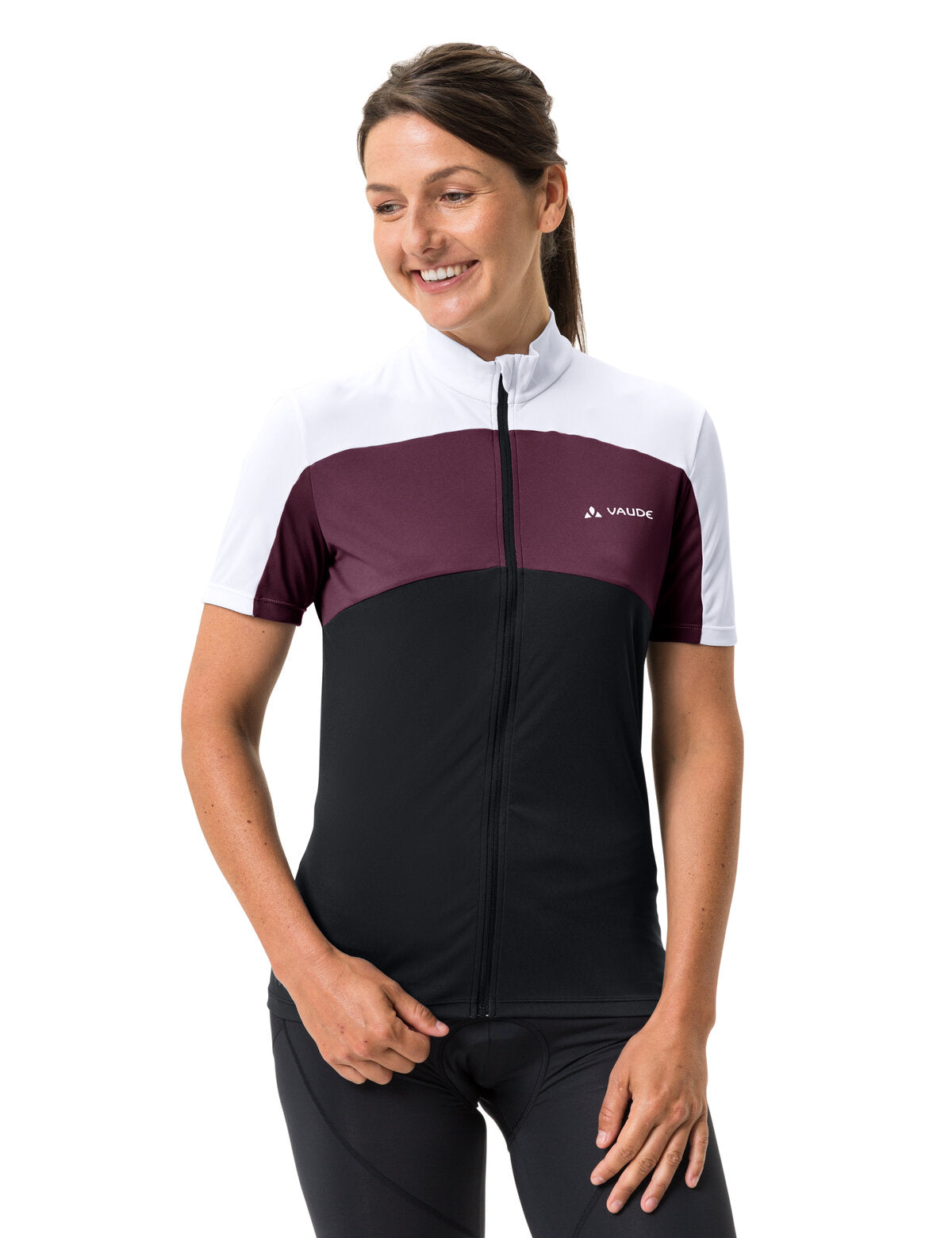 VAUDE Matera Korte mouwen Full-Zip jersey dames zwart/lila