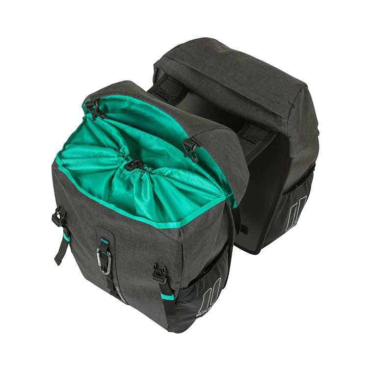Basil Discovery 365D Dubbele bagagedragerstas M 18l zwart/turquoise