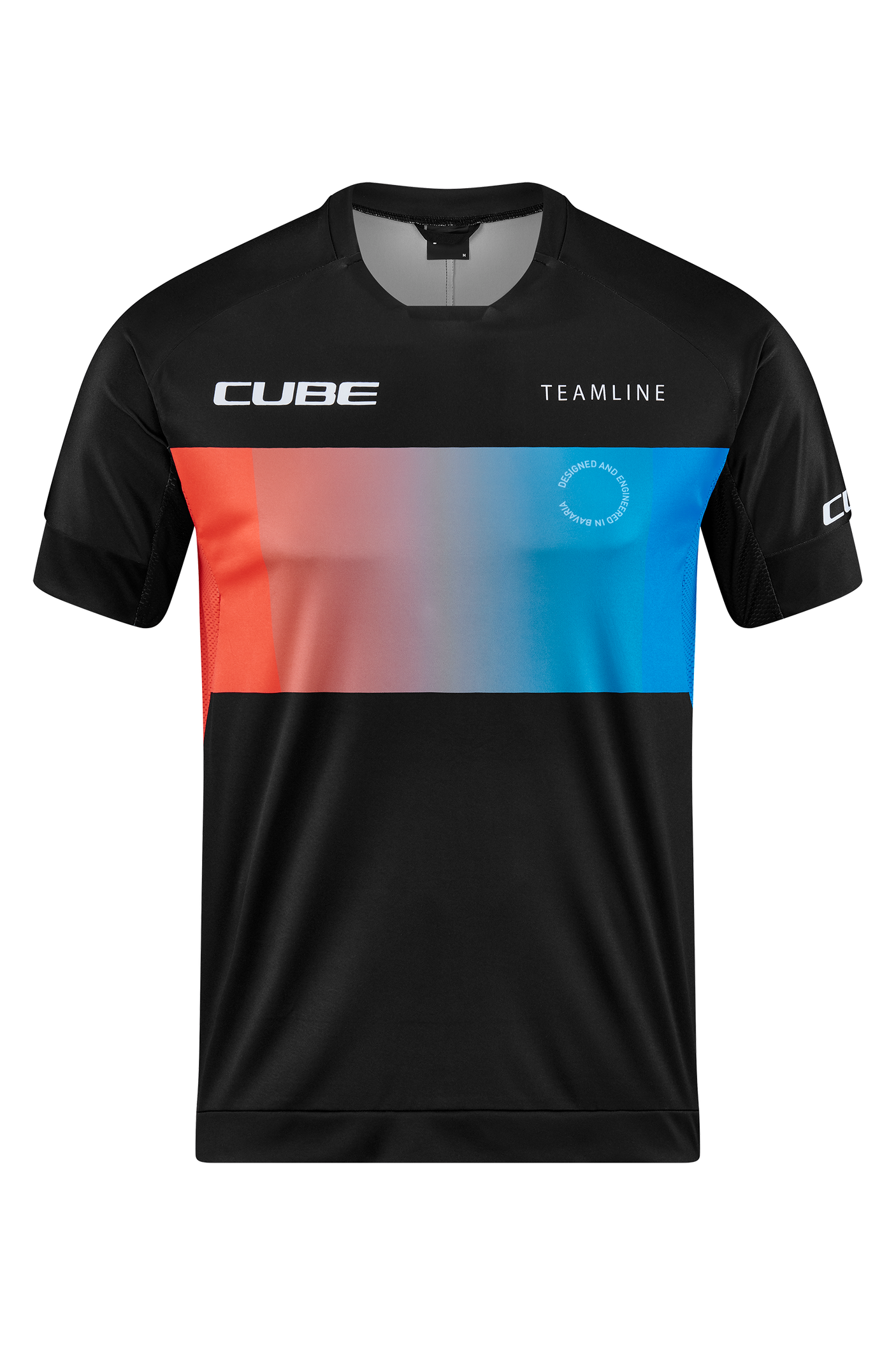CUBE TEAMLINE Korte mouw ronde hals jersey black´n´blue´n´red
