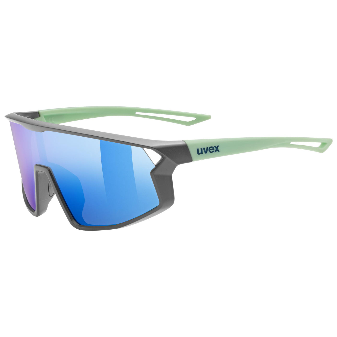 uvex Skyryse Jr. fietsbril Grijs-Groen Mat / Spiegel Blauw