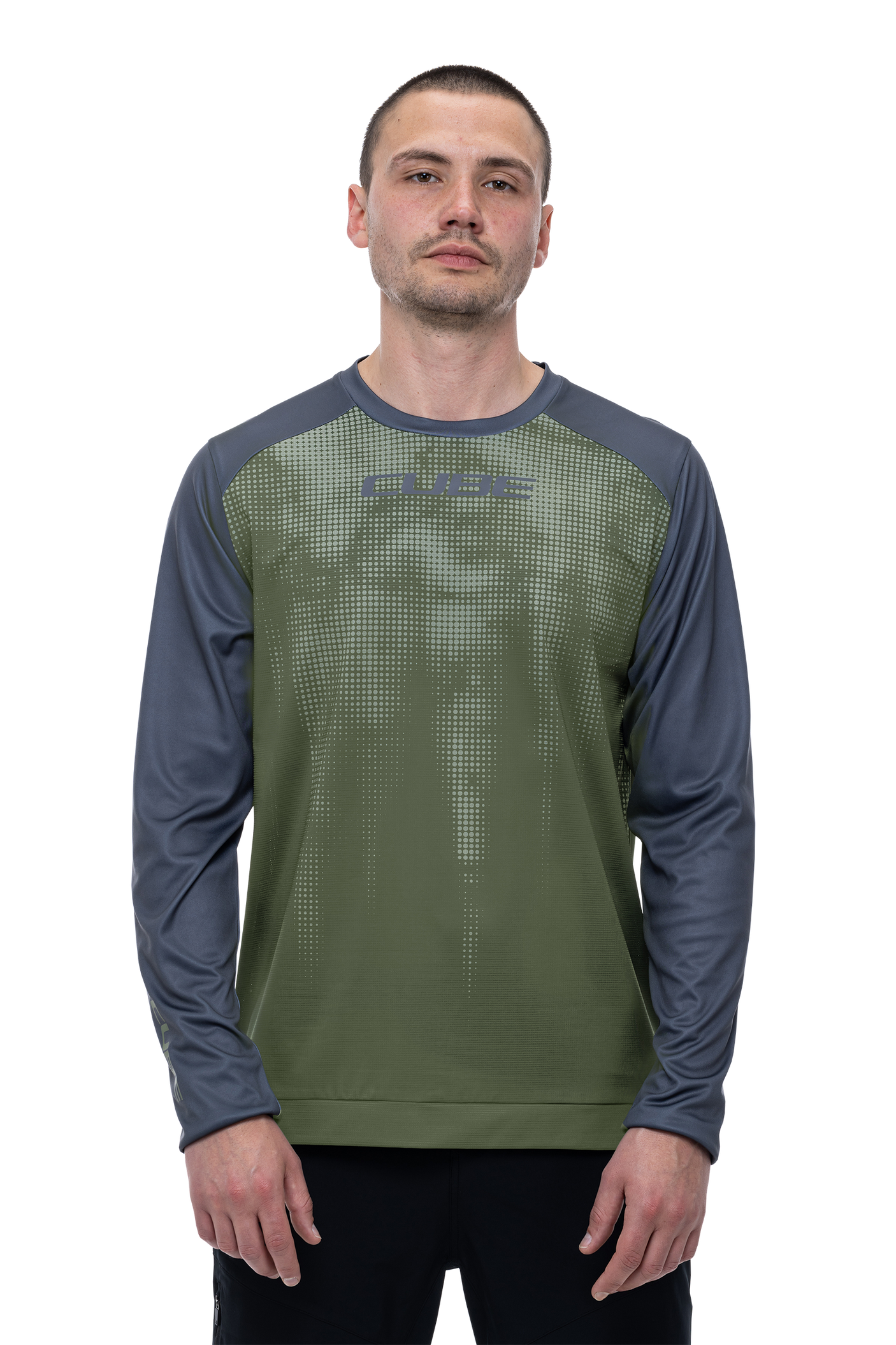 CUBE ATX Ronde hals shirt TM lange mouw olive´n´grey Heren