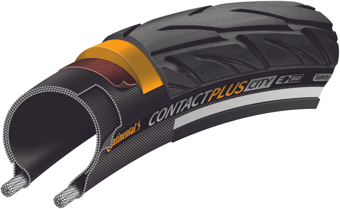 Continental Contact Plus City E-50 Draadband 28x1.60" Reflex zwart
