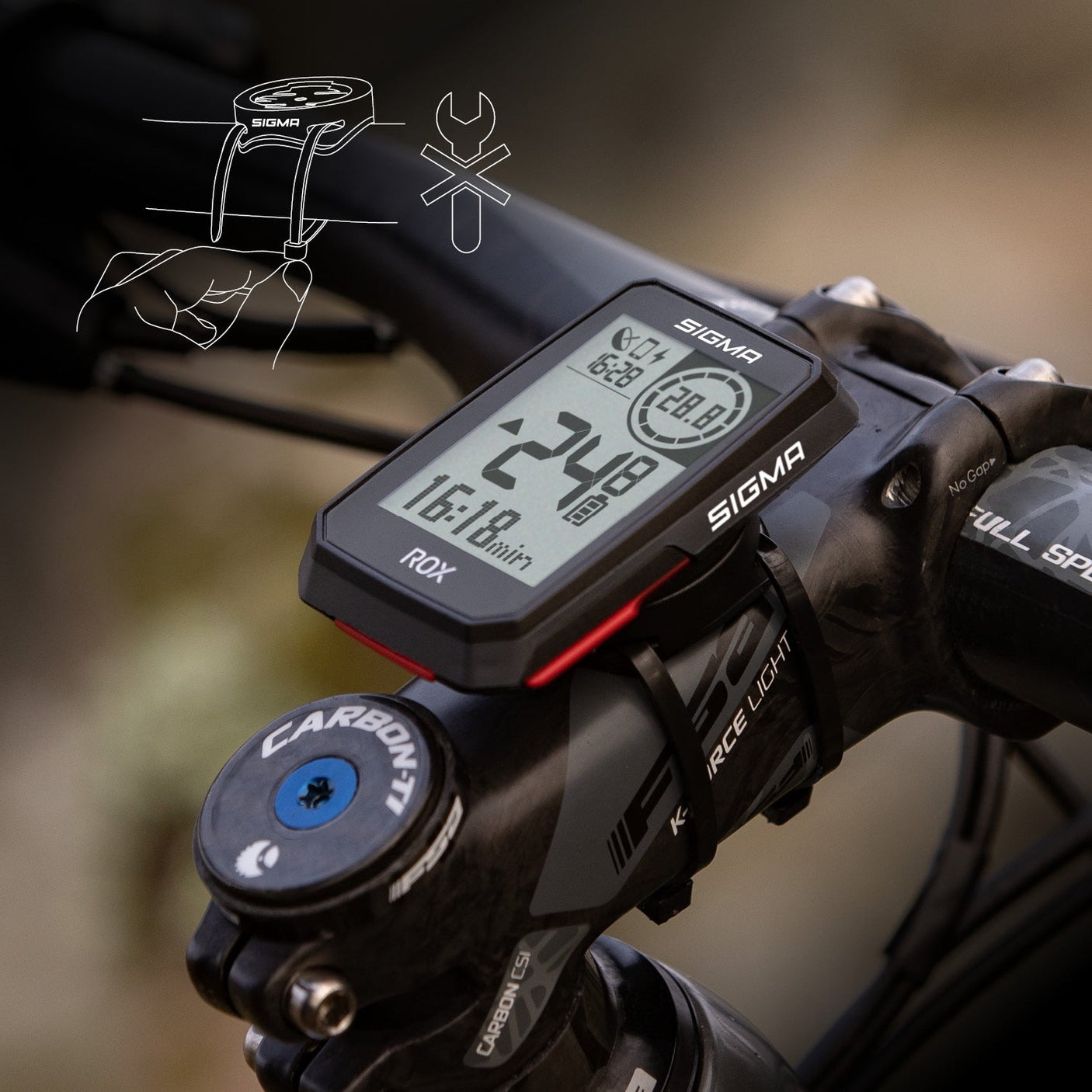 Sigma ROX 2.0 fietscomputer incl. Butler GPS-houder zwart