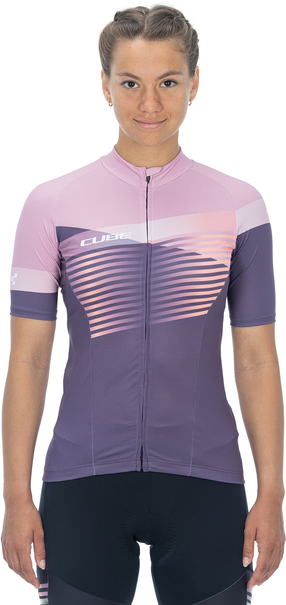 CUBE TEAMLINE WS korte mouwen jersey violet´n´rose
