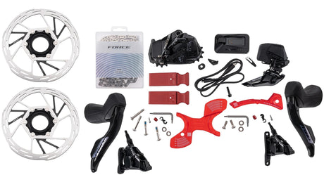 SRAM Force AXS 2X E1 Elektronische HRD Groupset zonder crank, hydraulisch, 36T derailleur incl. 160mm DISC, Flatmount
