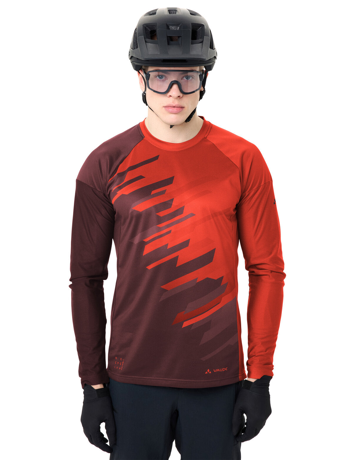 VAUDE Heren Moab LS T-Shirt VI glowing red/black