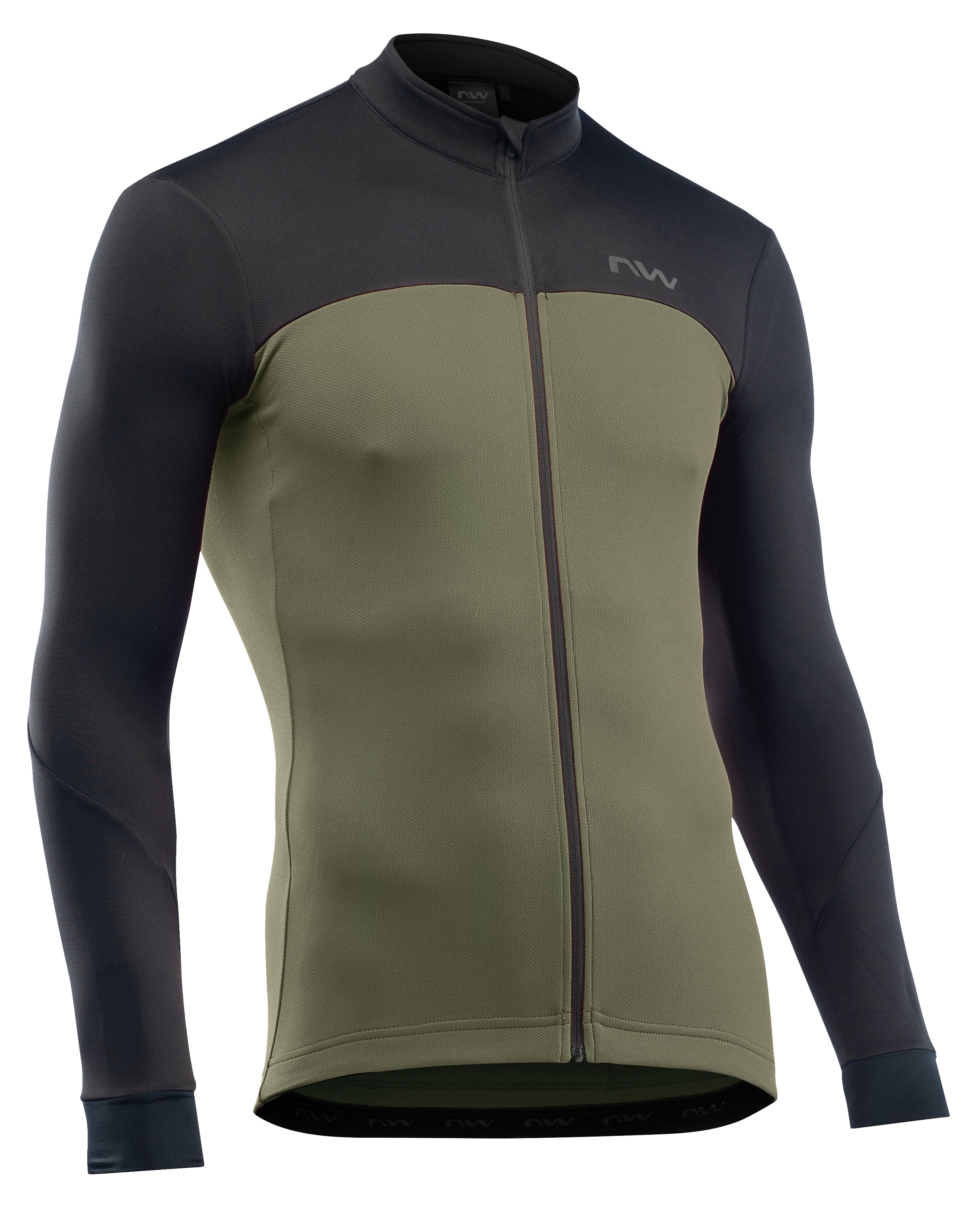 Northwave Force 2 Jersey LS Full Zip Zwart/Bosgroen