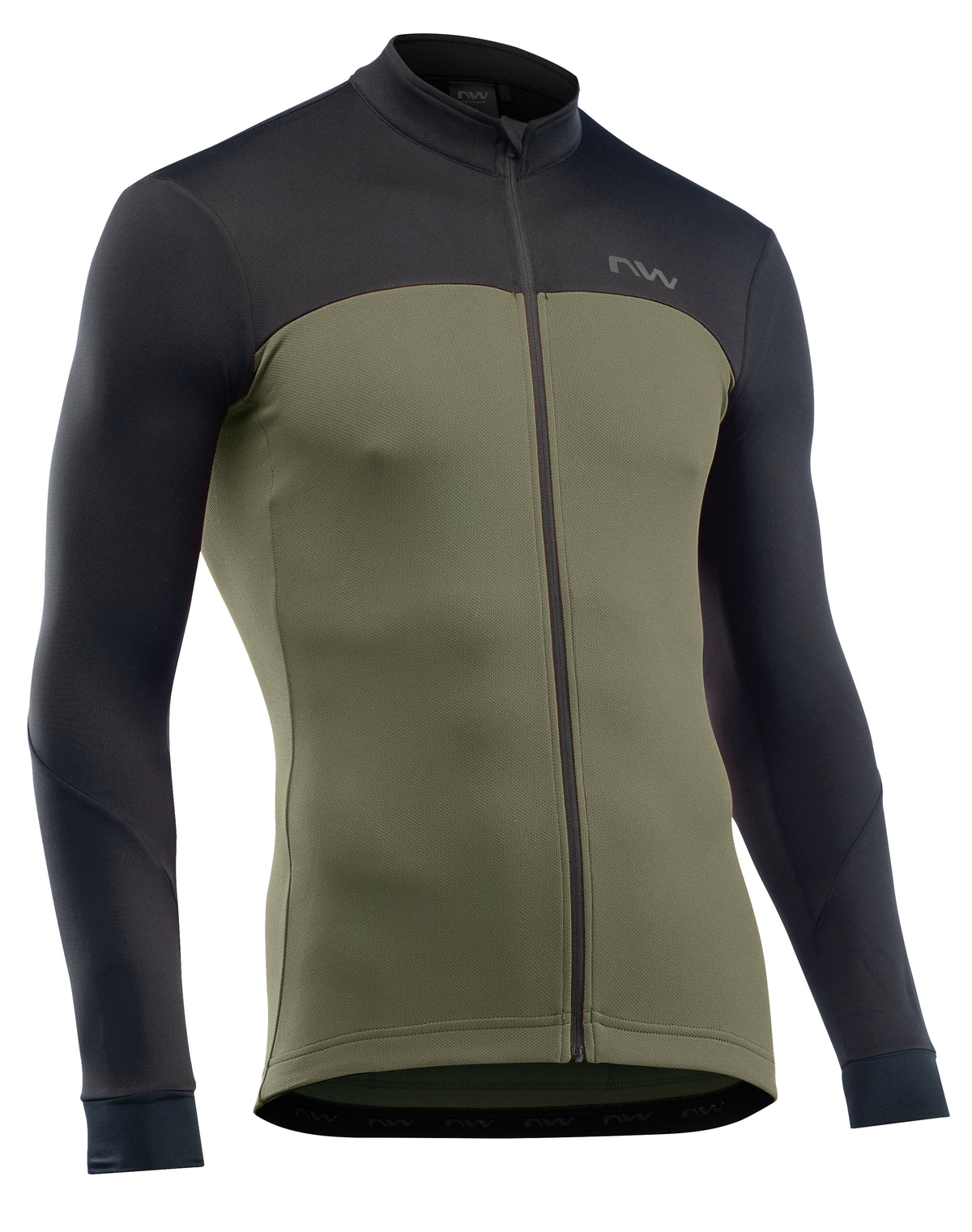 Northwave Force 2 Jersey LS Full Zip Zwart/Bosgroen
