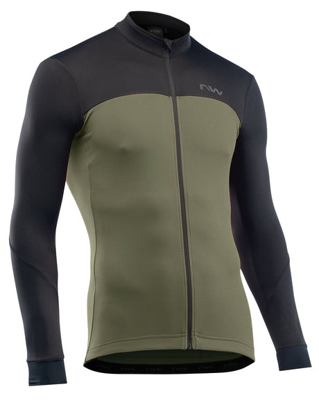 Northwave Force 2 Jersey LS Full Zip Zwart/Bosgroen