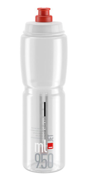 Elite Jet Drinking Bottle 950ml clear/red logo