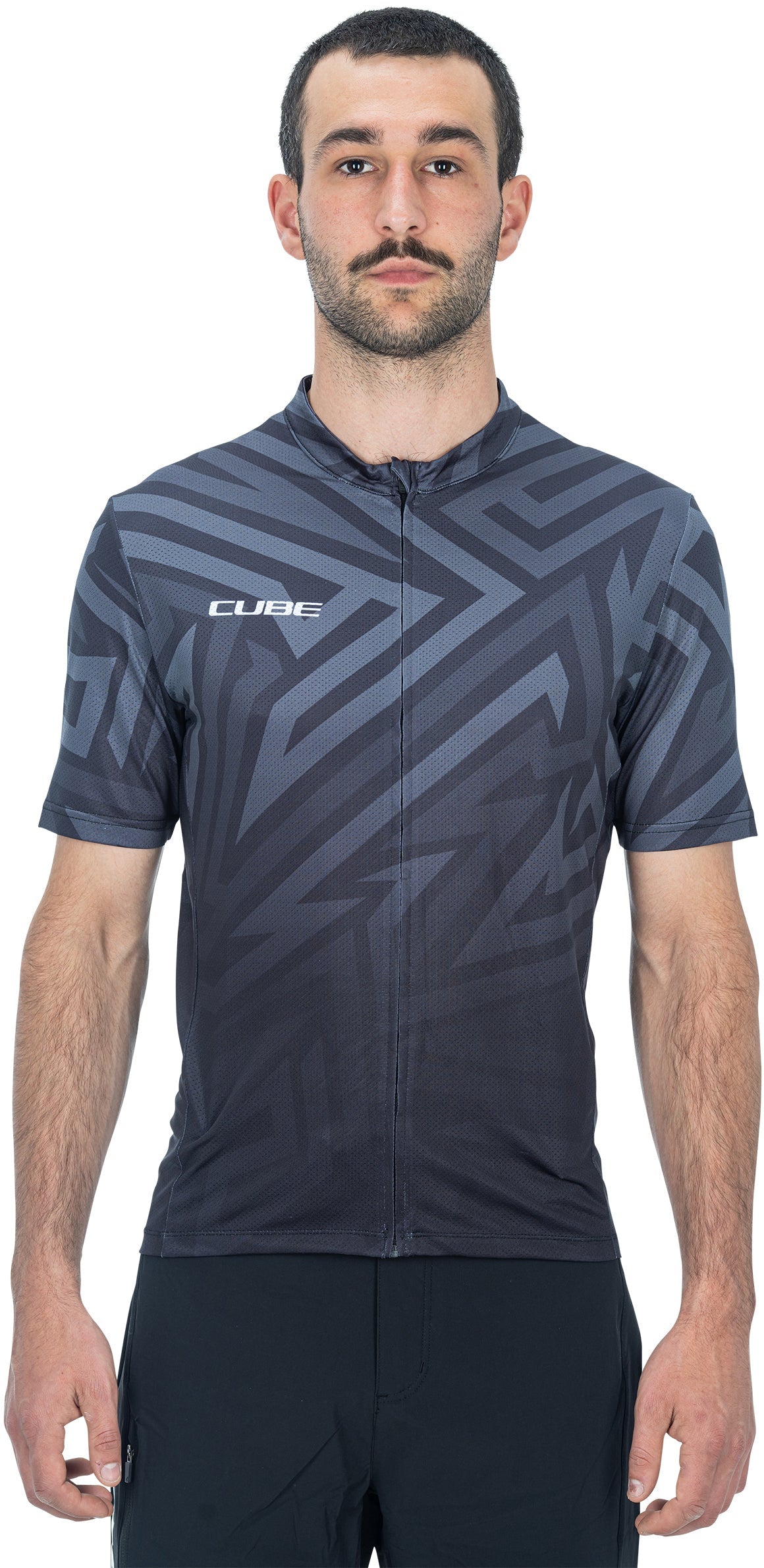 CUBE ATX jersey volledige ritssluiting CMPT korte mouw zwart'n'grijs