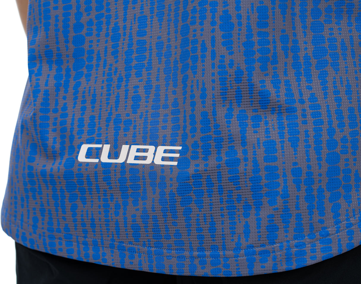 CUBE ATX WS jersey met ronde hals, korte mouwen en violet patroon