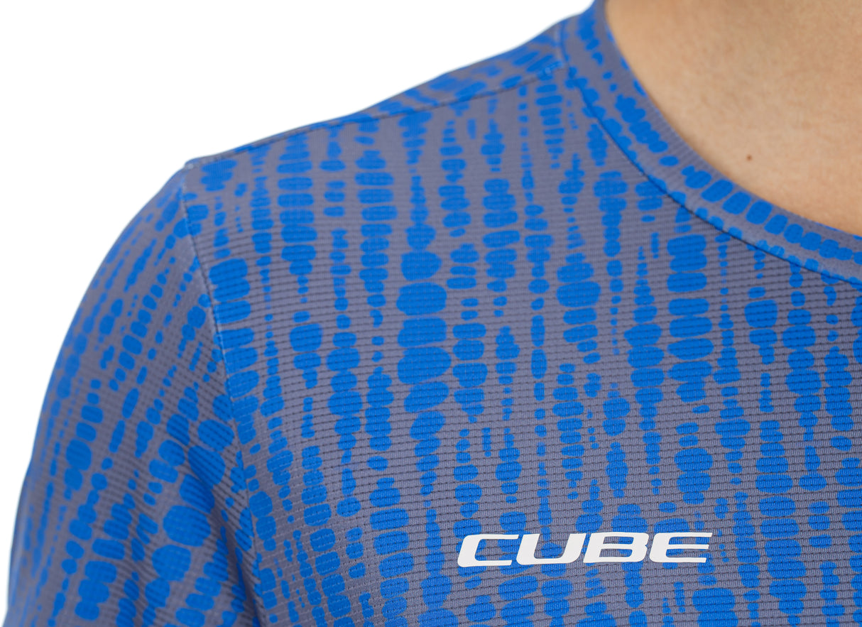 CUBE ATX WS jersey met ronde hals, korte mouwen en violet patroon