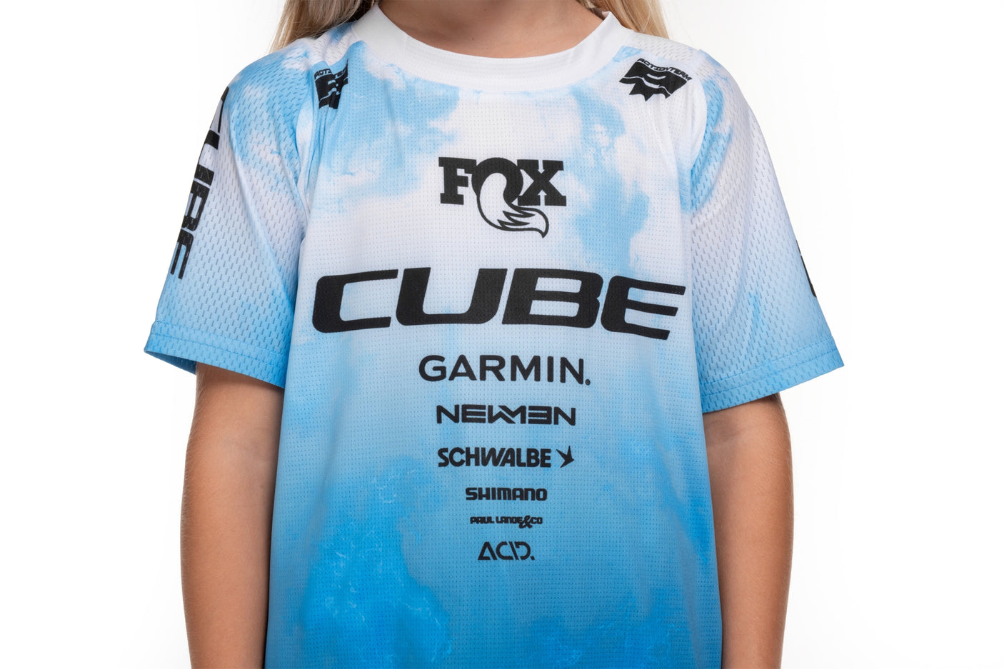 CUBE MTB Trui ROOKIE X Actionteam korte mouw topas blauw