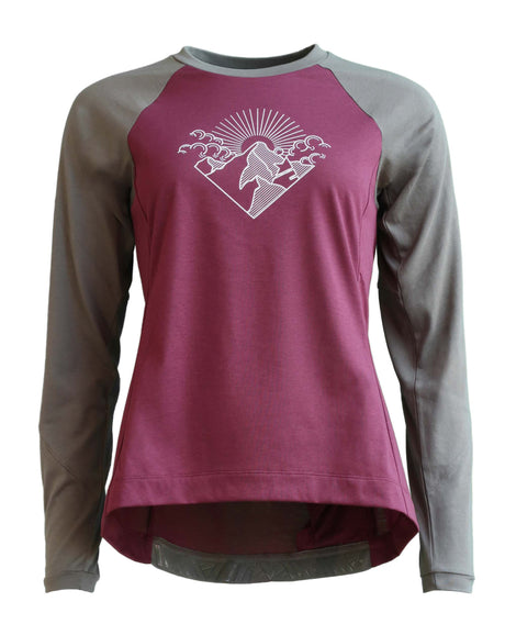 Zimtstern PureFlowz Shirt LS Dames Windsor Wine/Dusty Olive