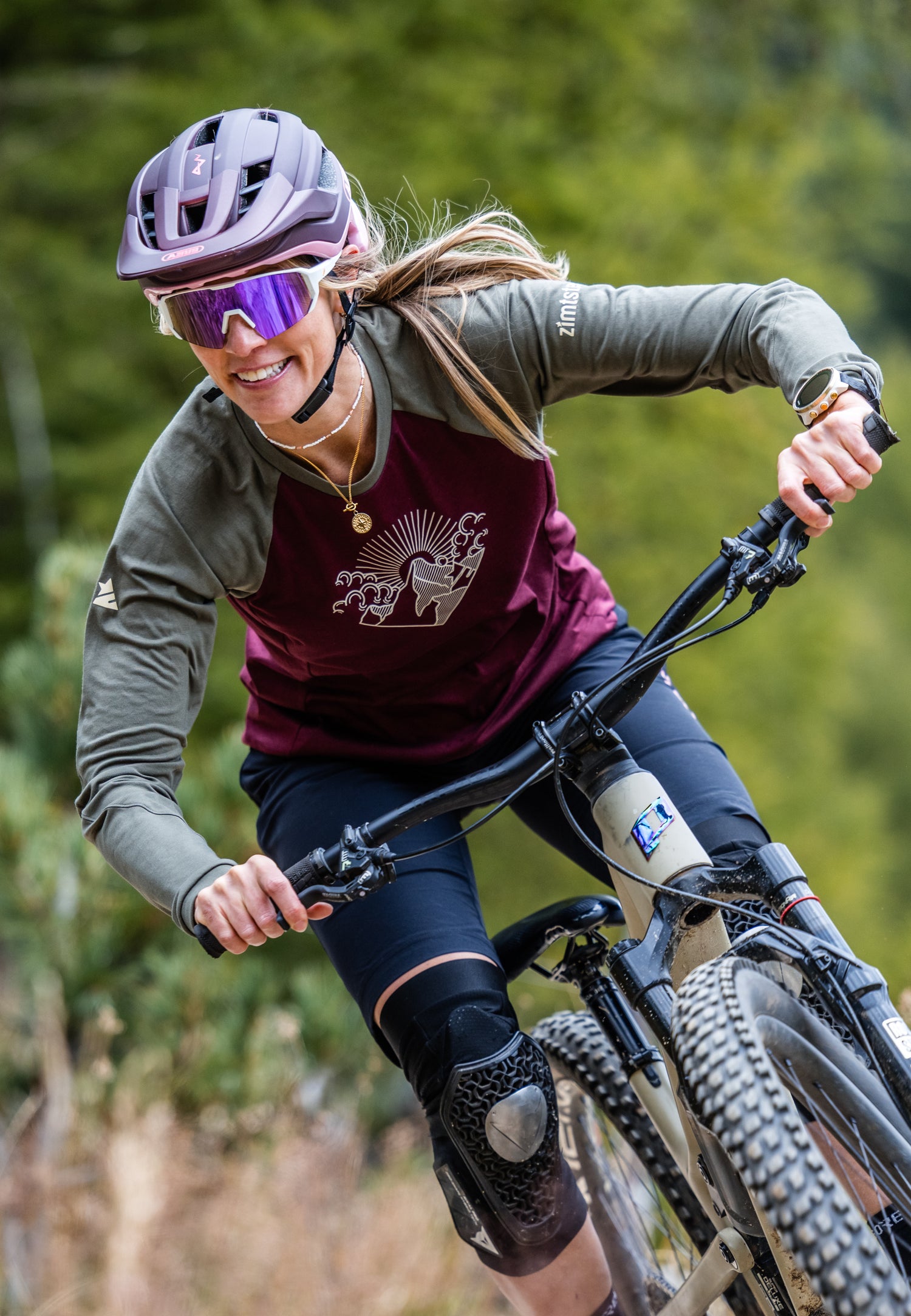 Zimtstern PureFlowz Shirt LS Dames Windsor Wine/Dusty Olive