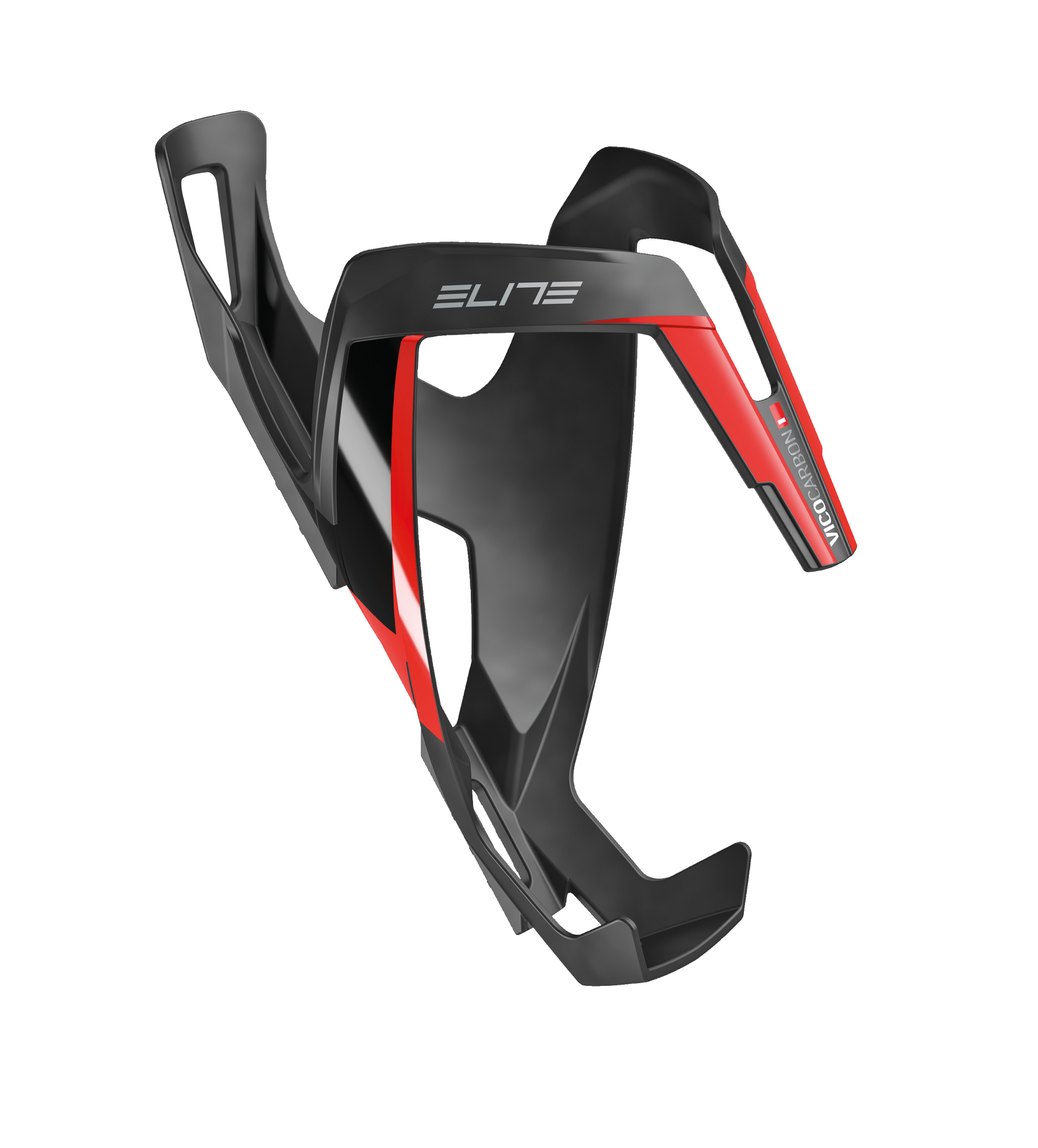 Elite Vico Bidonhouder Carbon mat zwart/rode print
