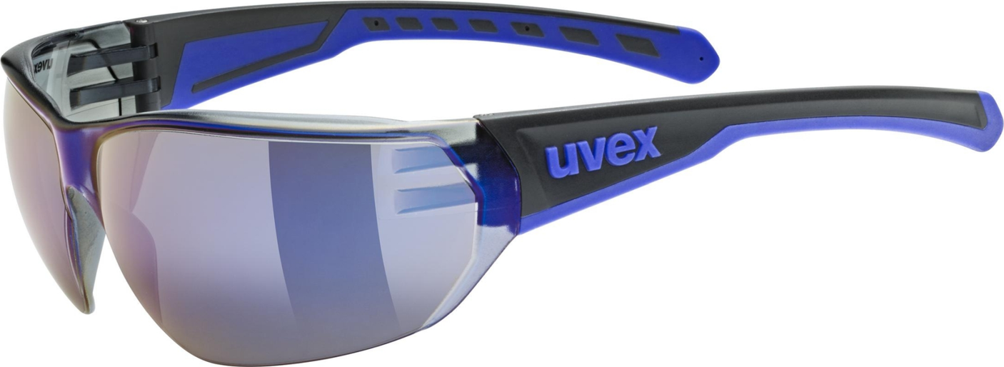 uvex Equate fietsbril Zwart-Blauw Mat / Spiegel Blauw