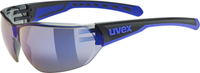 uvex Equate fietsbril Zwart-Blauw Mat / Spiegel Blauw