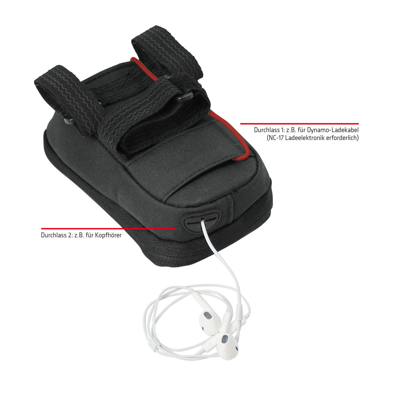 NC-17 Connect Smartphone Tas voor stuurpen, klittenbandsluiting zwart uni