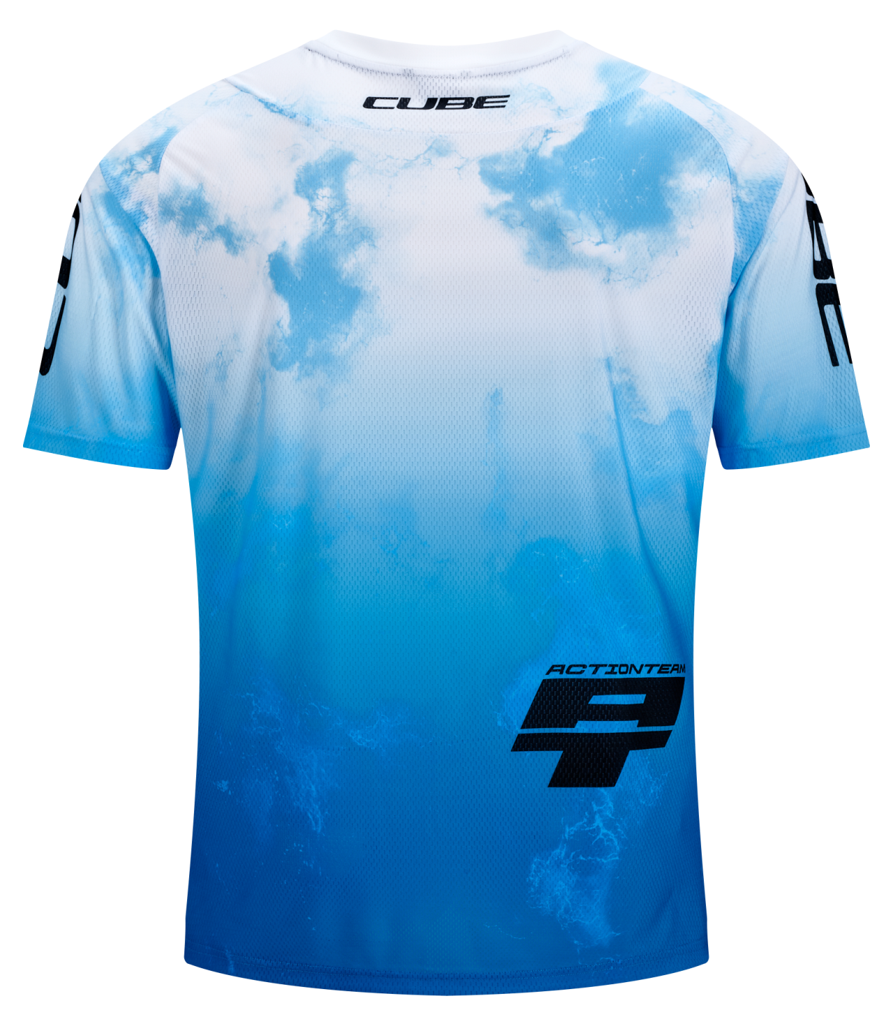 CUBE MTB shirt X Actionteam korte mouwen heren topas blauw