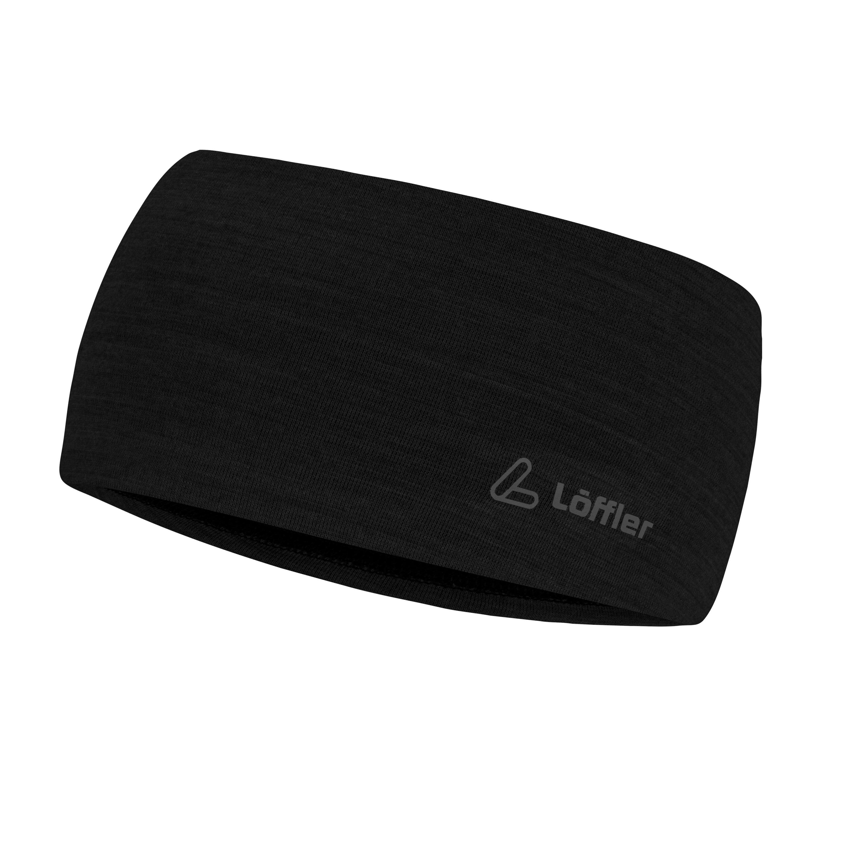 Löffler Merino Wool Hoofdband Breed Zwart