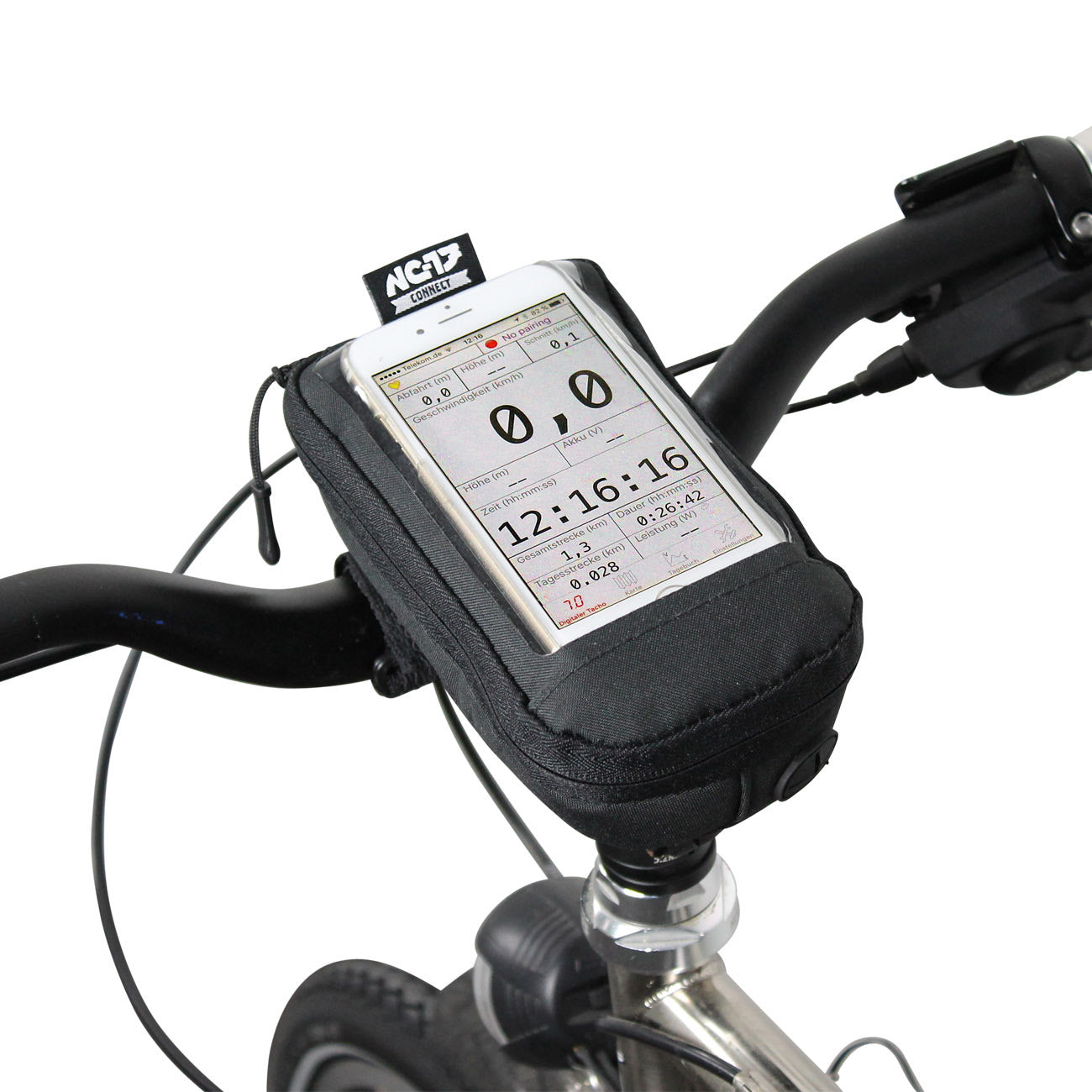 NC-17 Connect Smartphone Tas voor stuurpen, klittenbandsluiting zwart uni