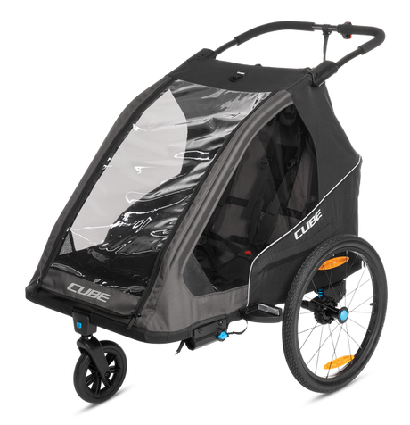 Cube Kinderfietsaanhanger Double PURE zwart, grijs