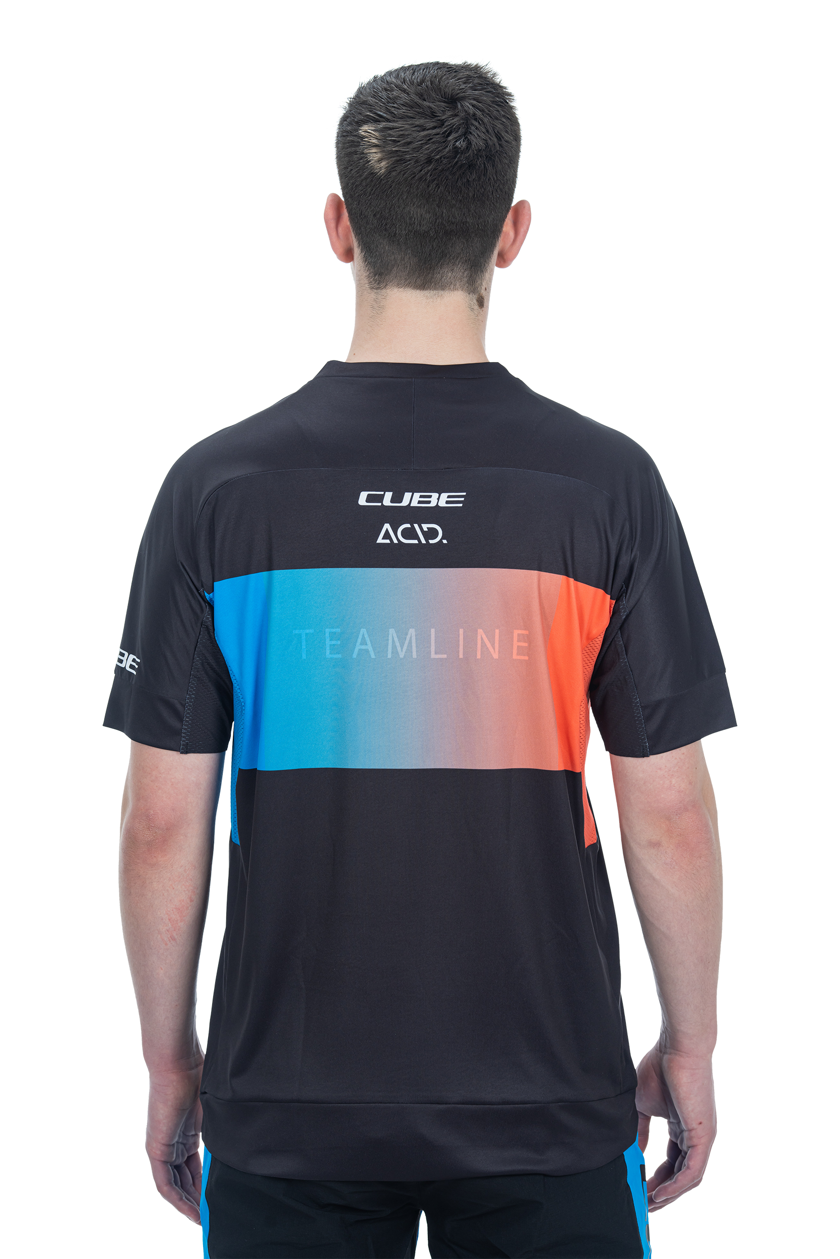 CUBE TEAMLINE Korte mouw ronde hals jersey black´n´blue´n´red